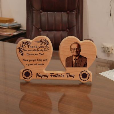 Personalized Engraved Wooden Photo Frame Customized With Photo & Text | Gift For Fathers day